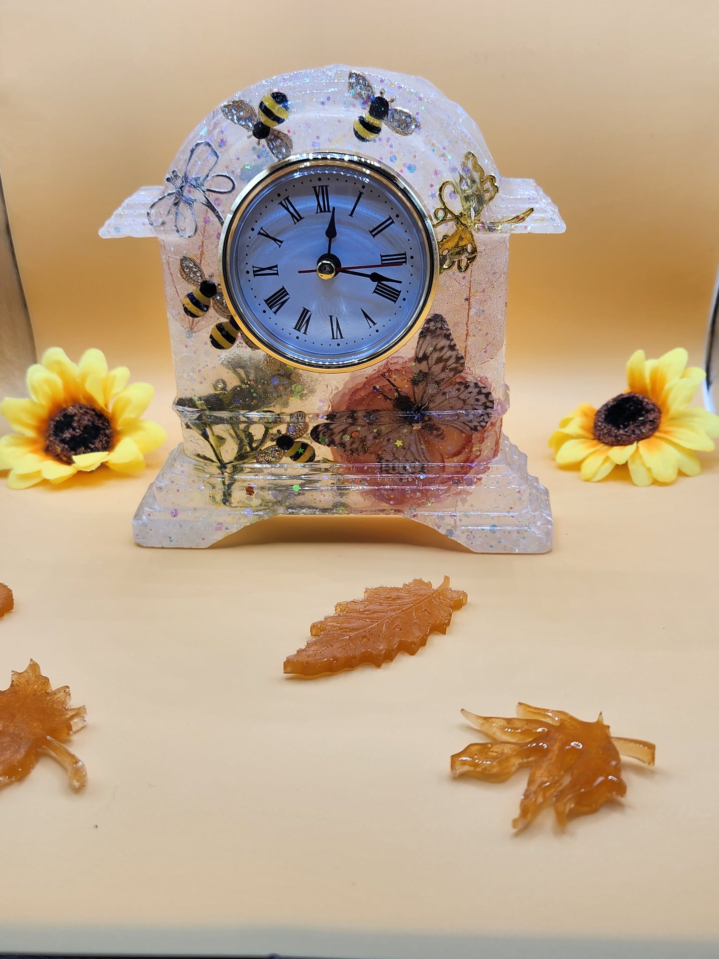 Dragonfly and Butterfly Mantle Clock