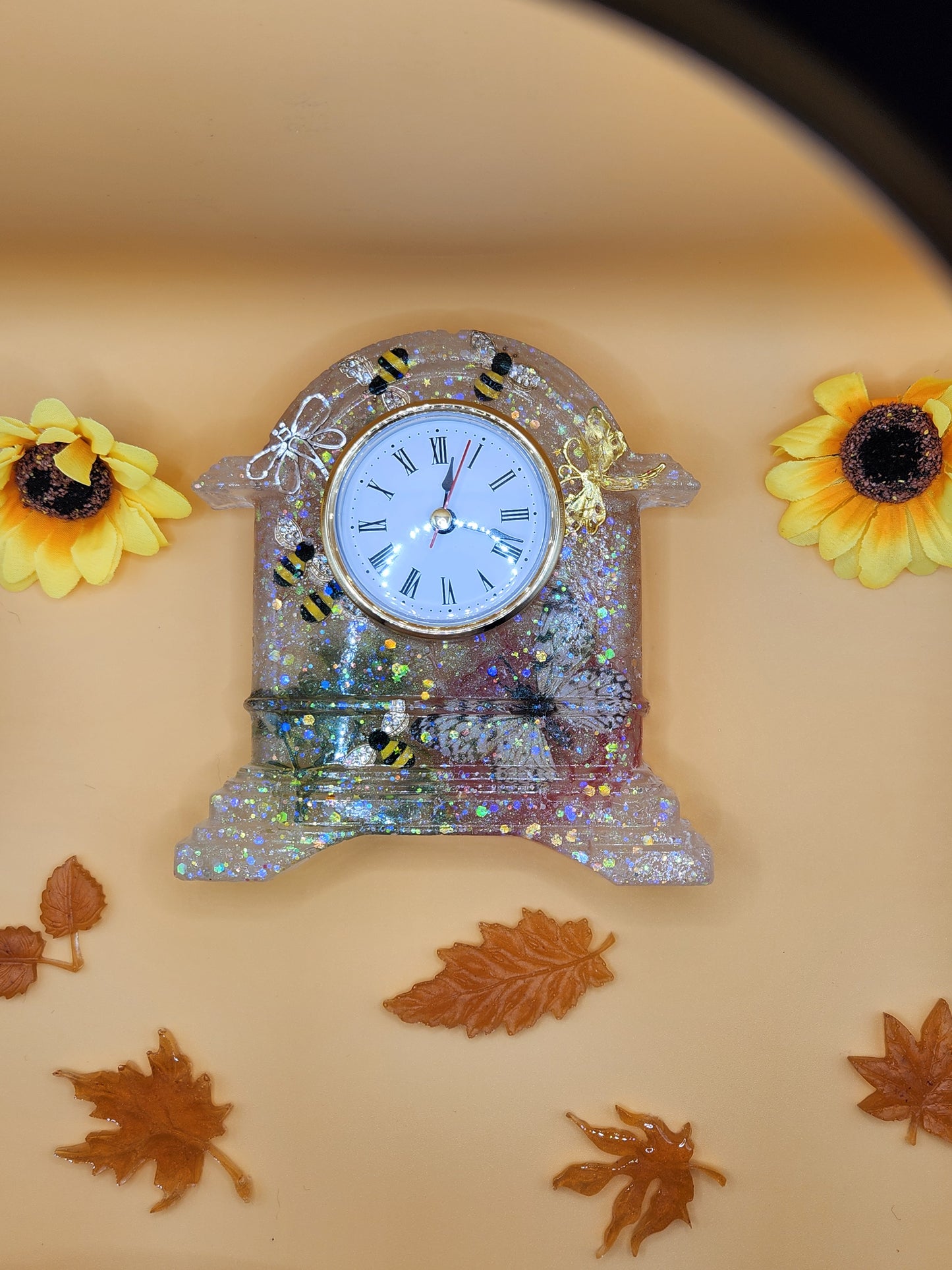 Dragonfly and Butterfly Mantle Clock