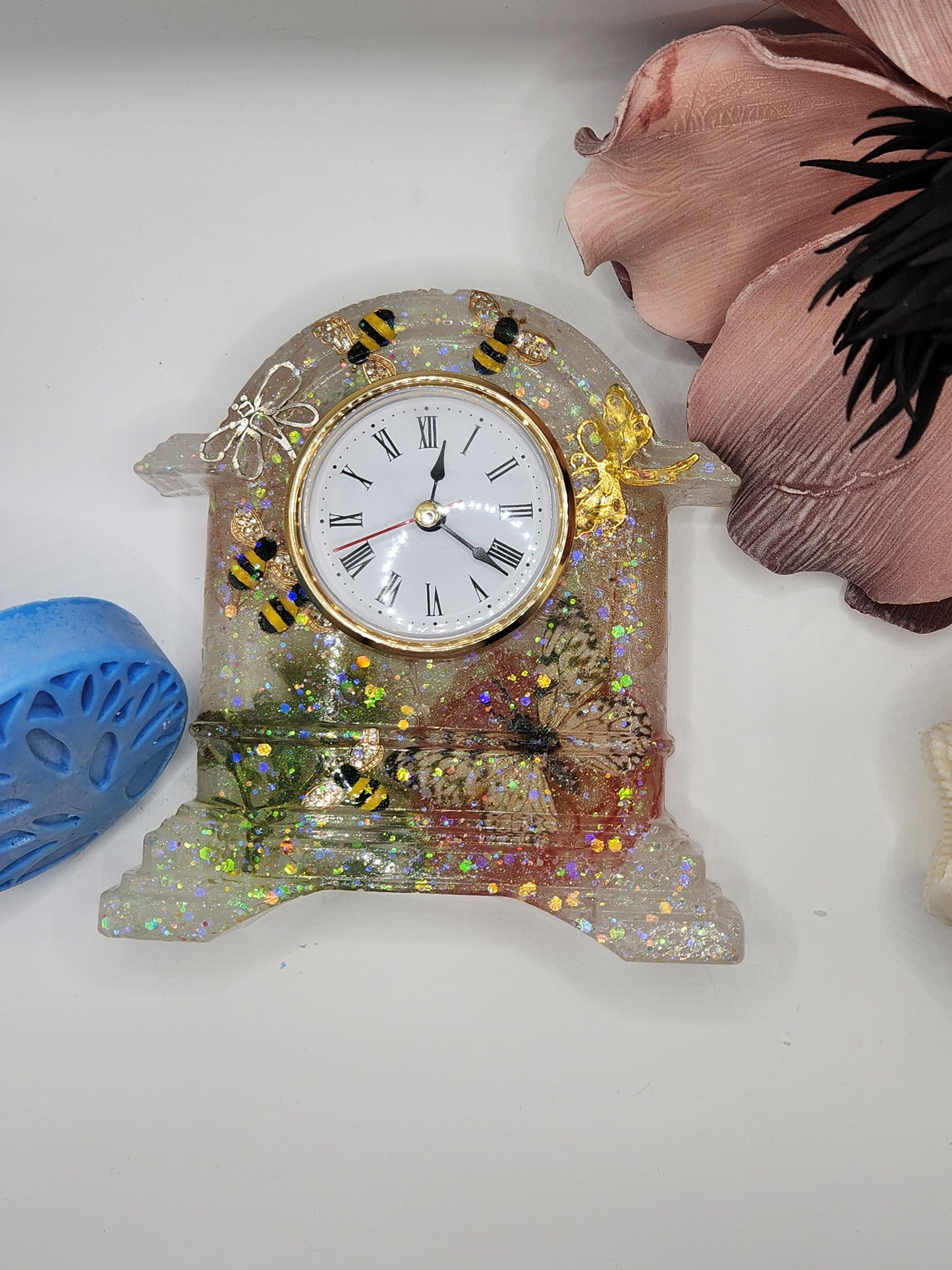 Dragonfly and Butterfly Mantle Clock