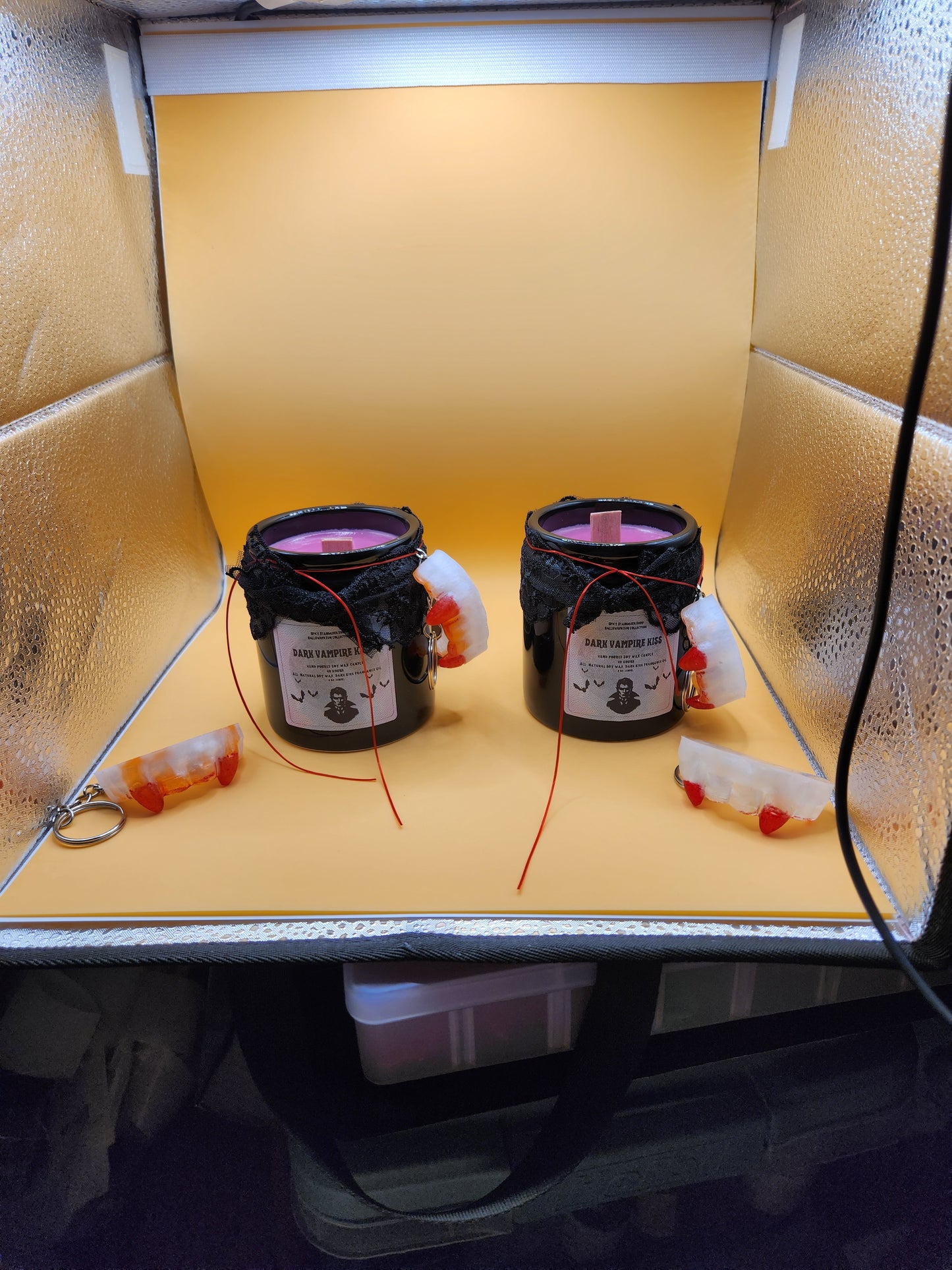 Limited Edition Dark Vampire Kiss Soy Wax 8oz Candle (with Fang Keychain)