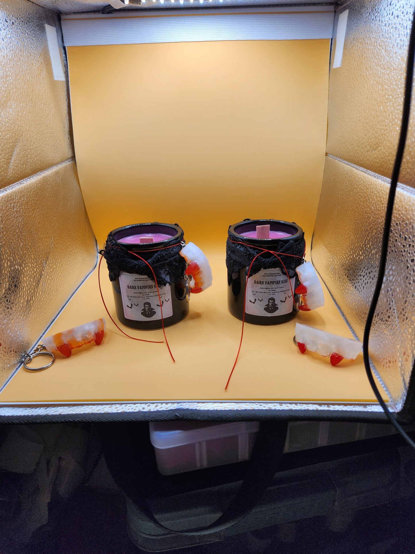 Limited Edition Dark Vampire Kiss Soy Wax 8oz Candle (with Fang Keychain)