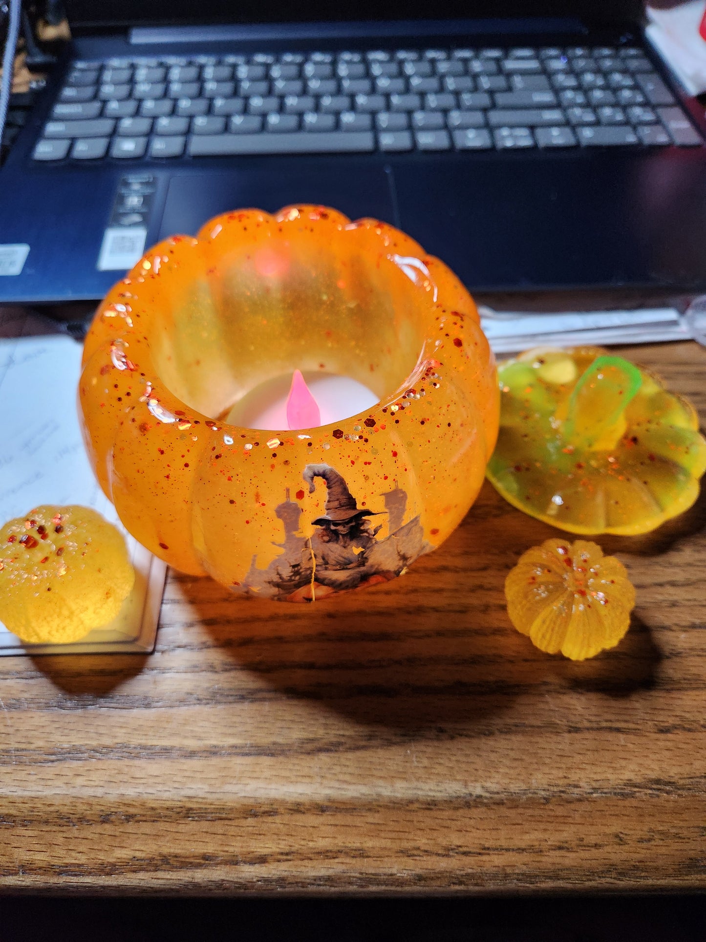 Resin Halloween Pumpkin and Pumpkin Littles Decorative Set