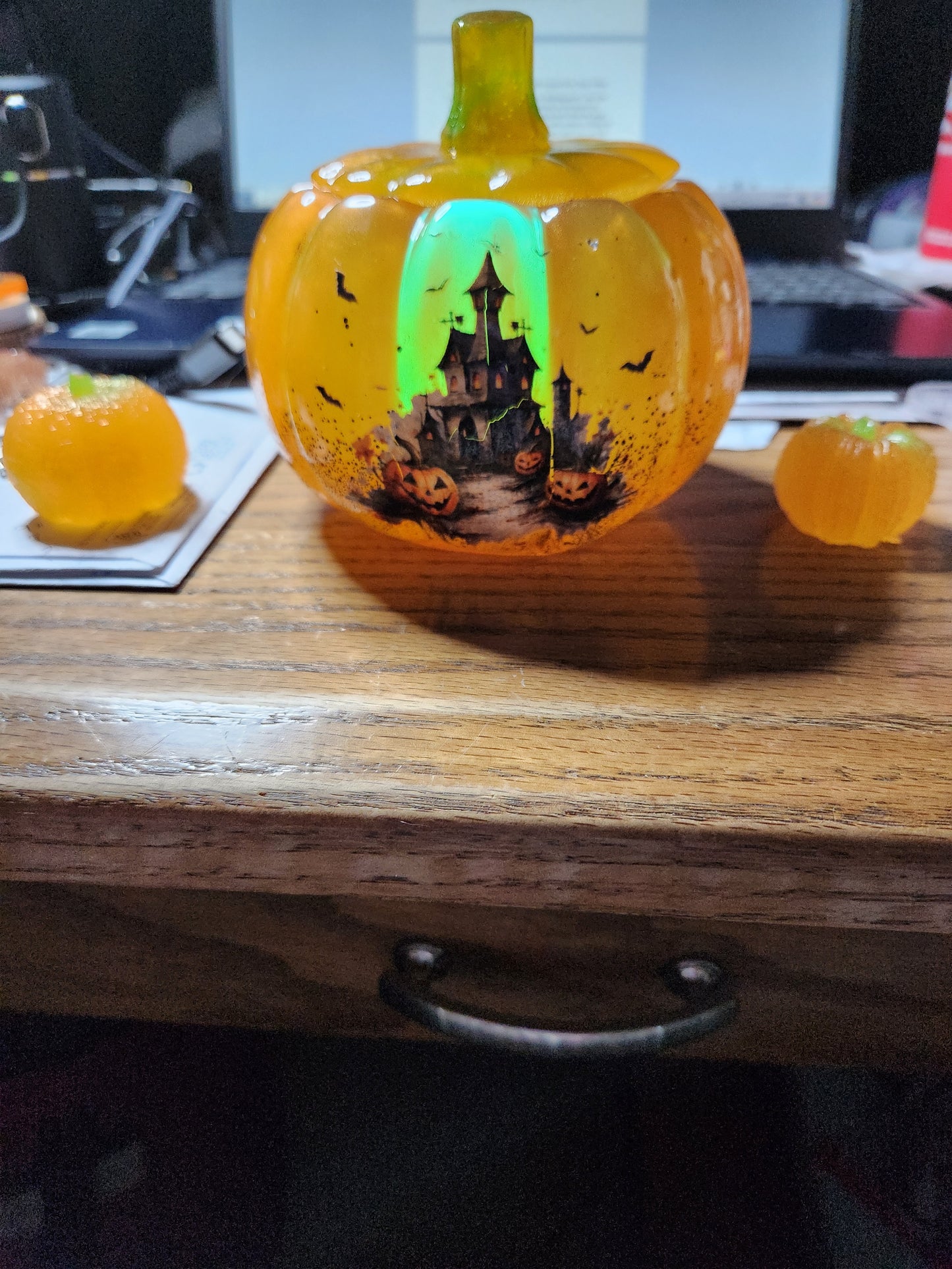 Resin Halloween Pumpkin and Pumpkin Littles Decorative Set