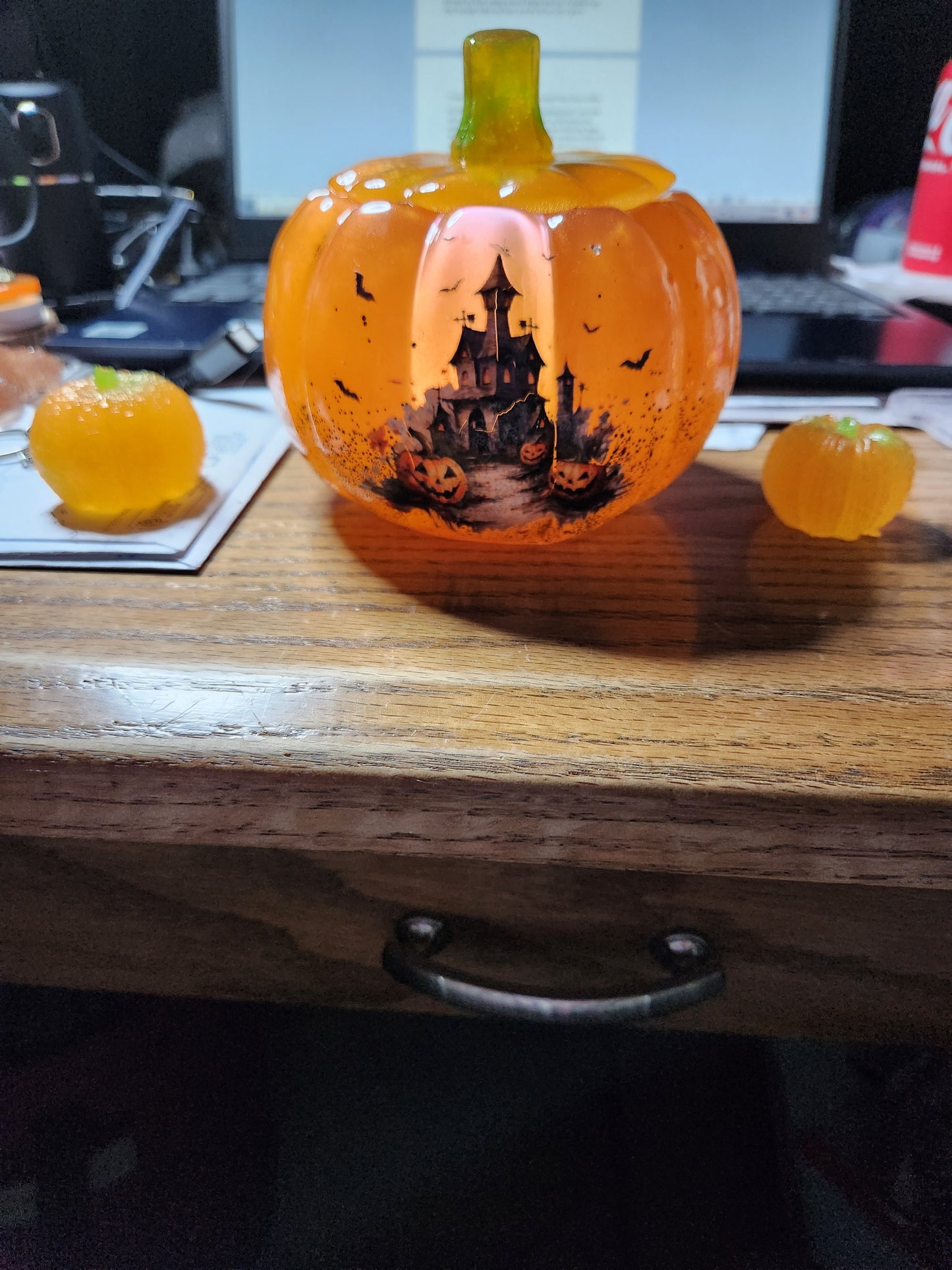 Resin Halloween Pumpkin and Pumpkin Littles Decorative Set