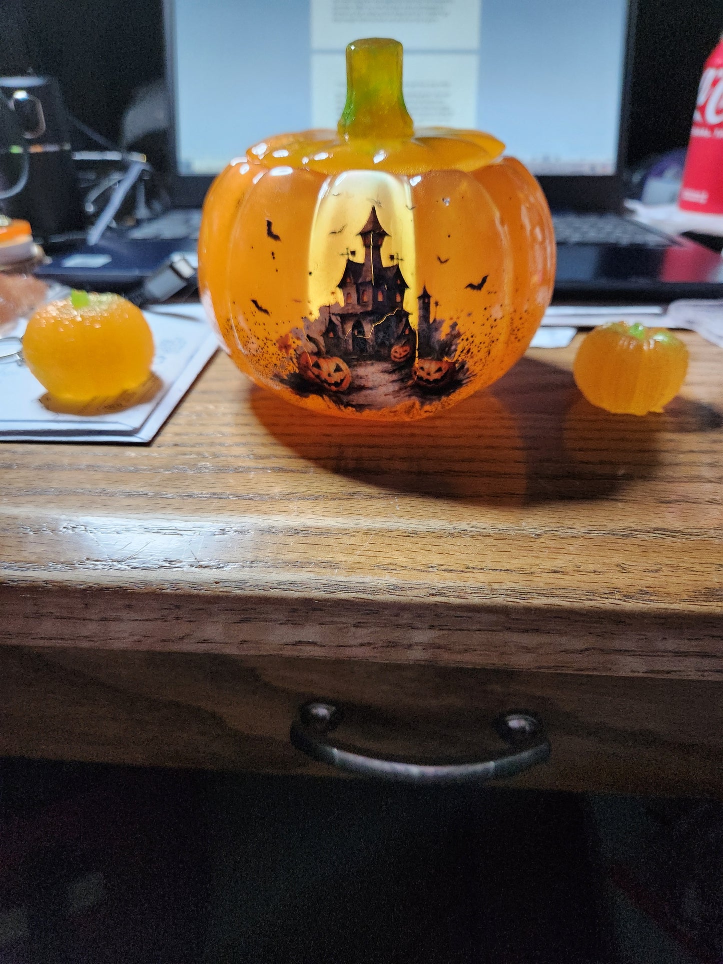 Resin Halloween Pumpkin and Pumpkin Littles Decorative Set