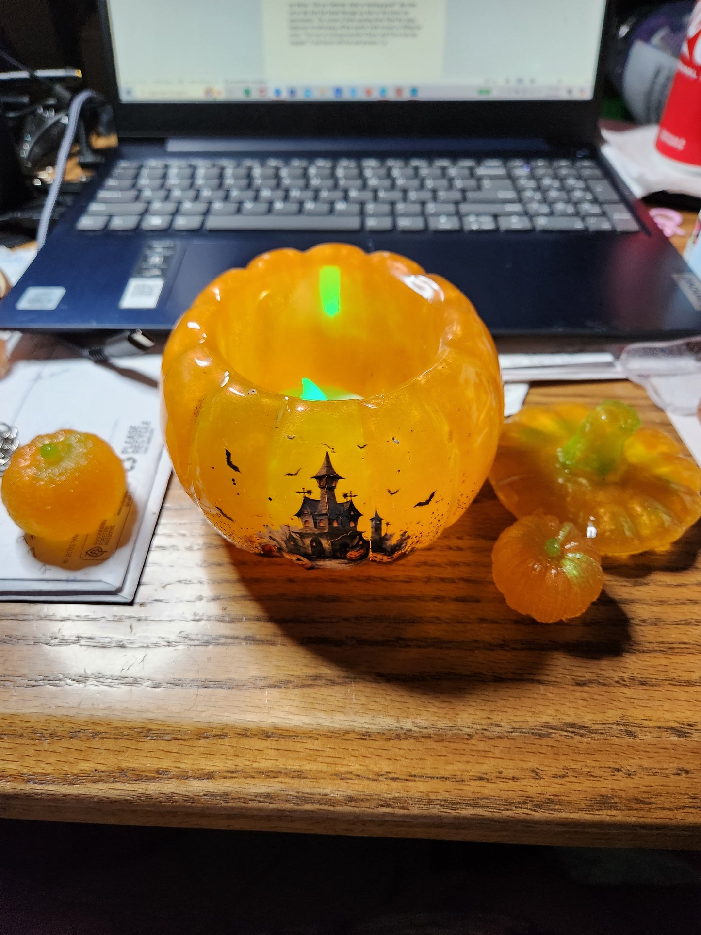 Resin Halloween Pumpkin and Pumpkin Littles Decorative Set