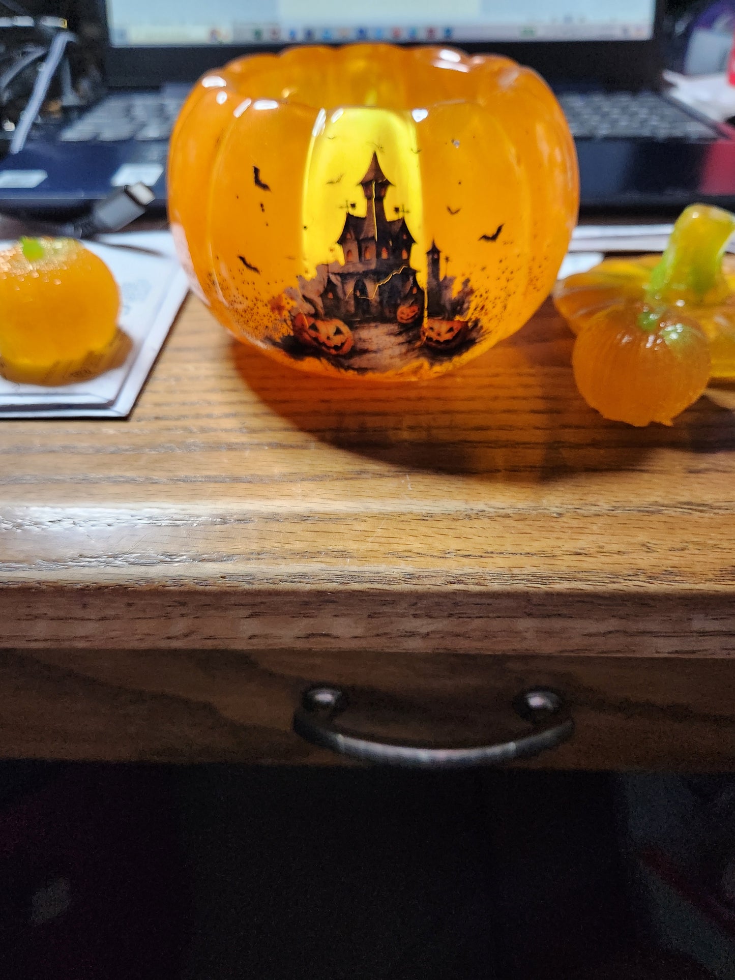 Resin Halloween Pumpkin and Pumpkin Littles Decorative Set
