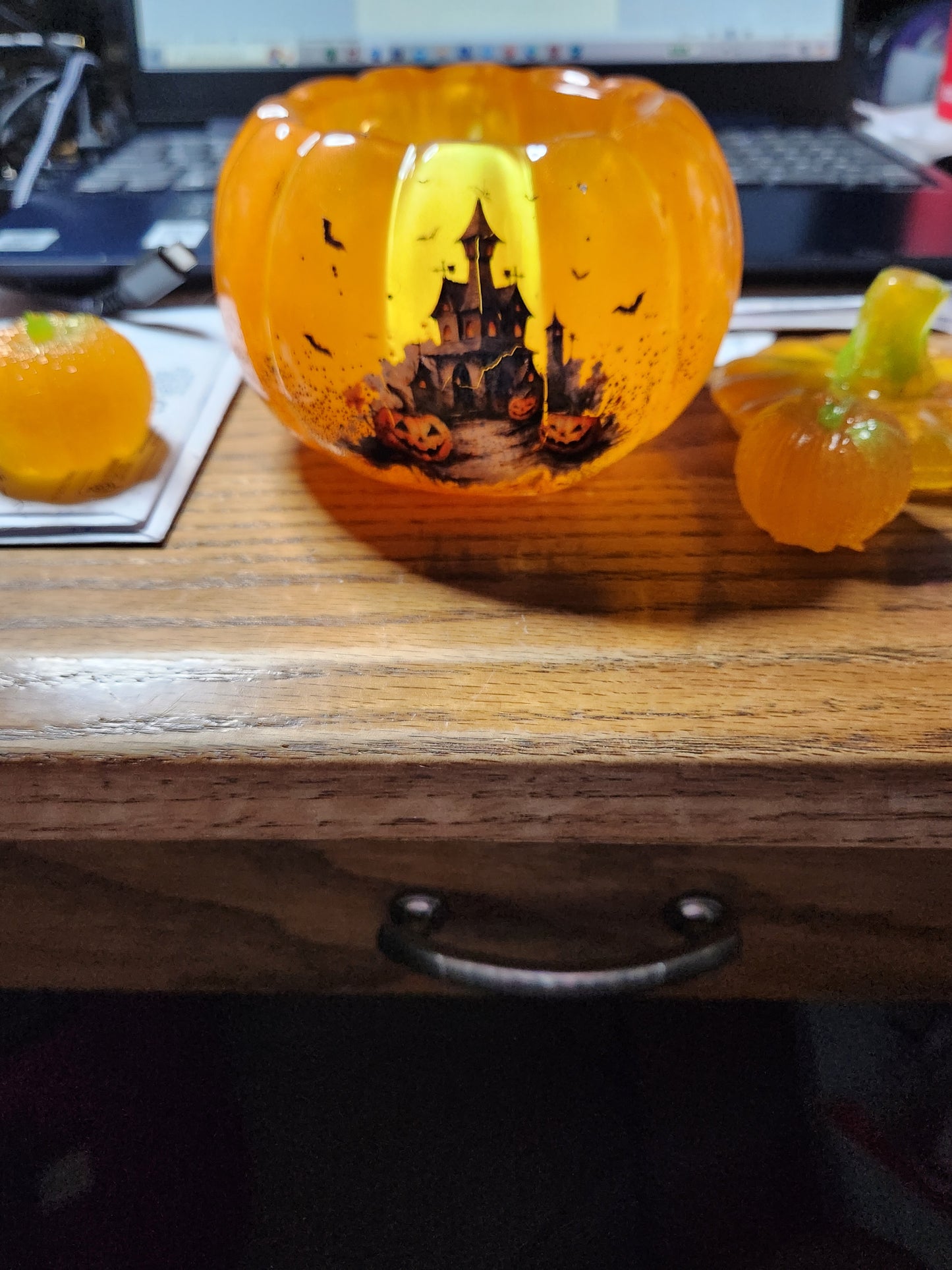 Resin Halloween Pumpkin and Pumpkin Littles Decorative Set