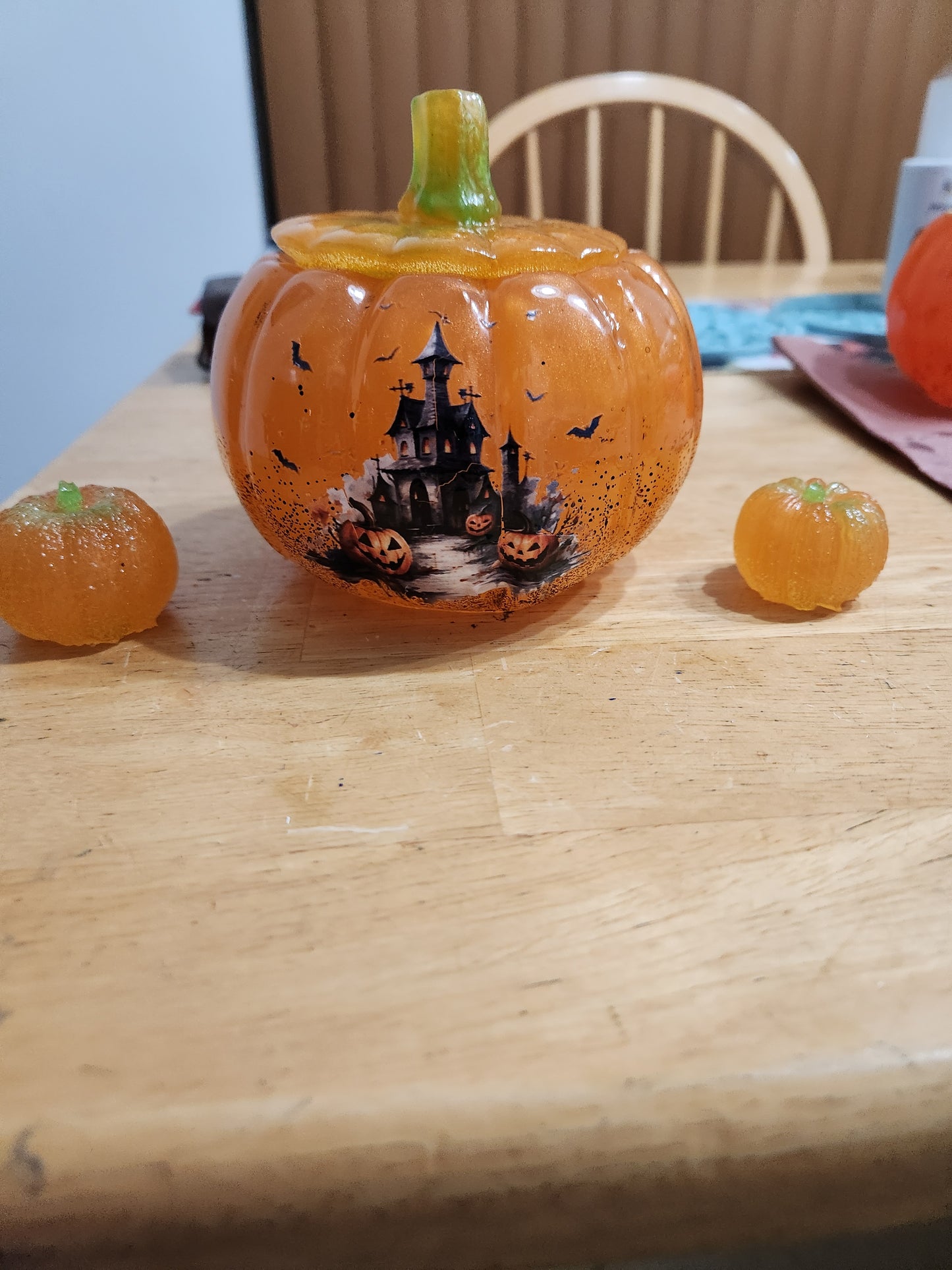 Resin Halloween Pumpkin and Pumpkin Littles Decorative Set