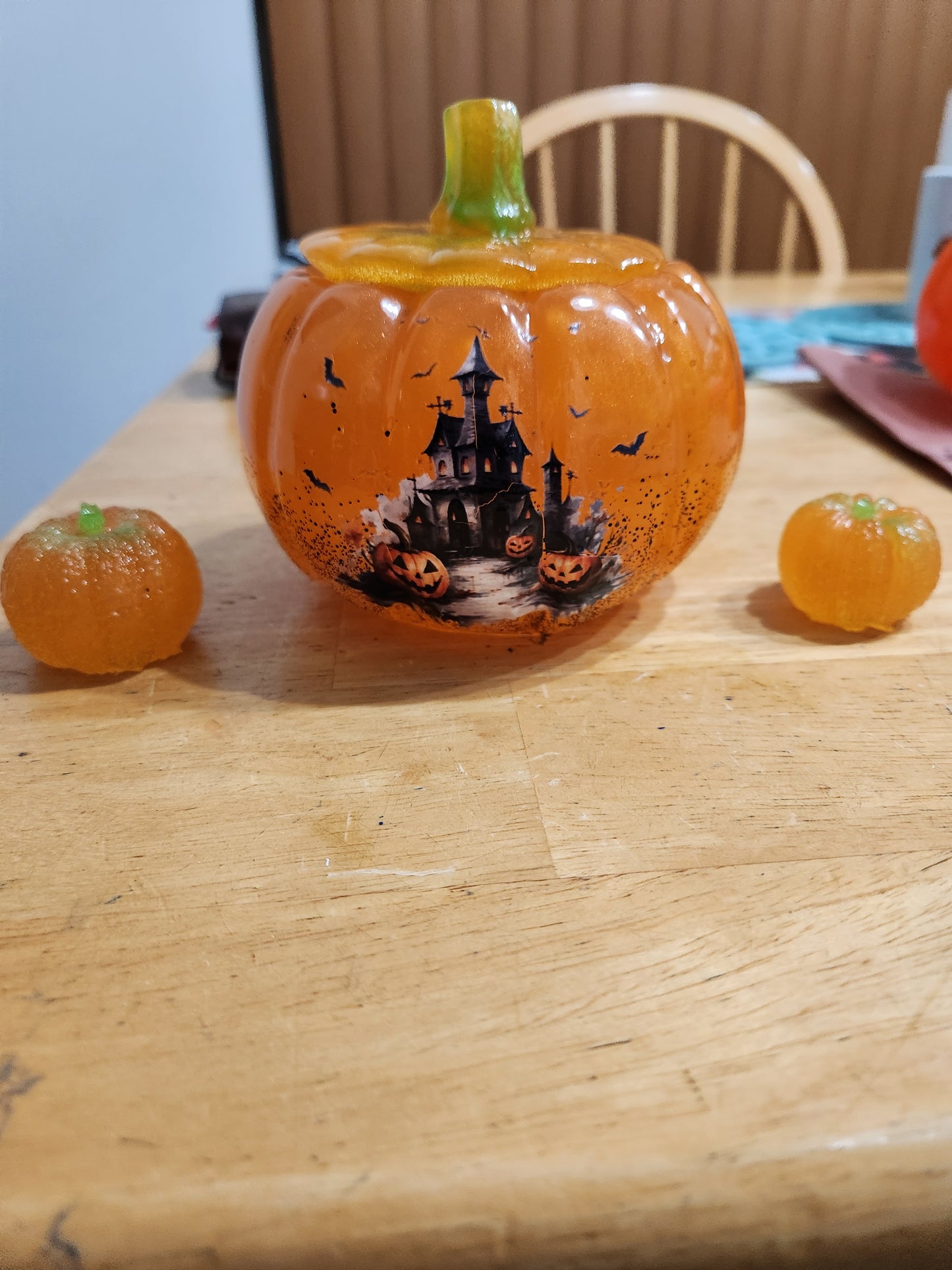 Resin Halloween Pumpkin and Pumpkin Littles Decorative Set