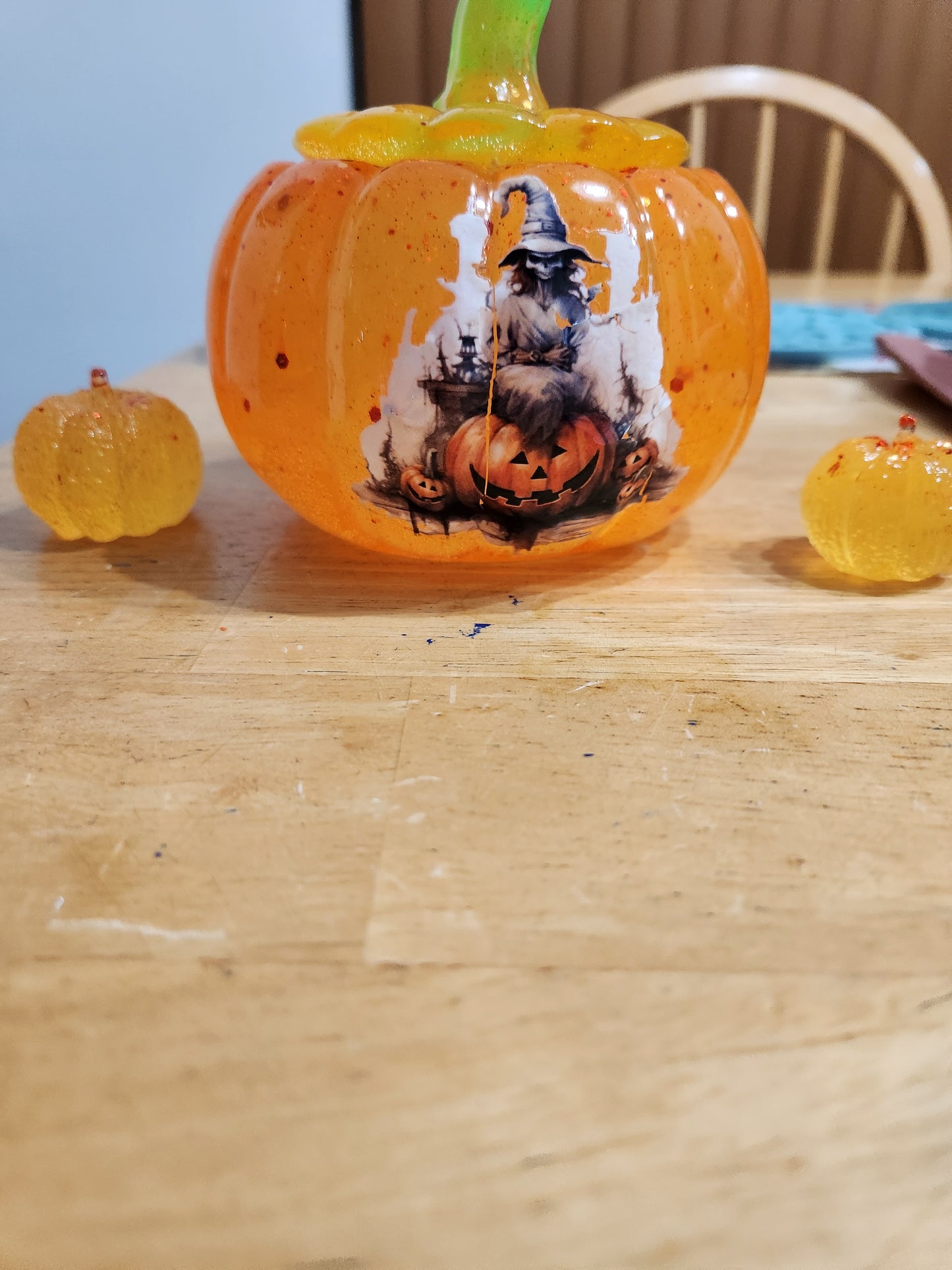 Resin Halloween Pumpkin and Pumpkin Littles Decorative Set