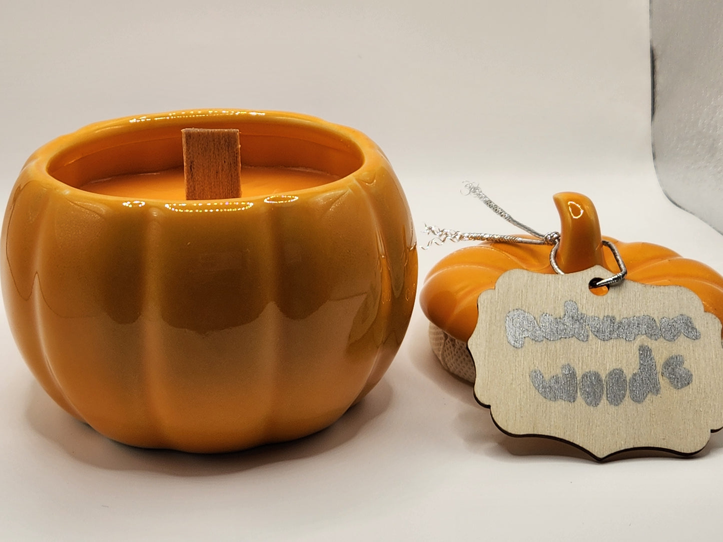 Limited Edition Autumn Woods Scented Soy Wax Candle Pumpkin Shape Jar 7oz.