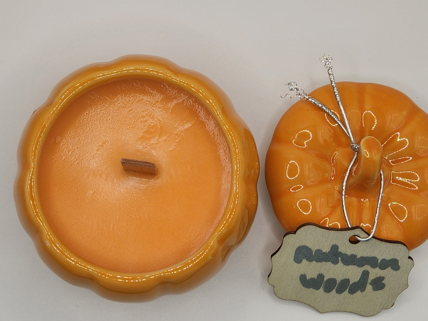 Limited Edition Autumn Woods Scented Soy Wax Candle Pumpkin Shape Jar 7oz.