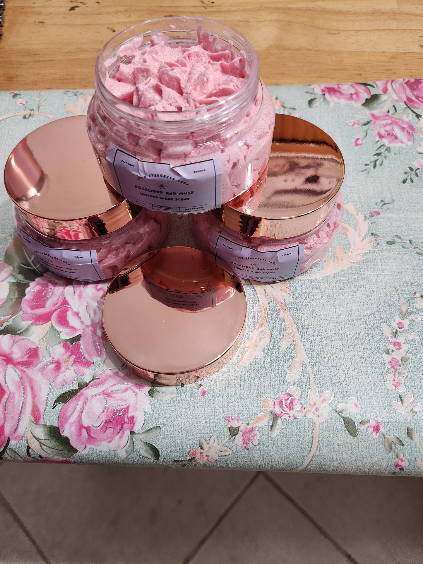 Handmade All-Natural Rosewood and Musk Whipped Sugar Scrub 4oz