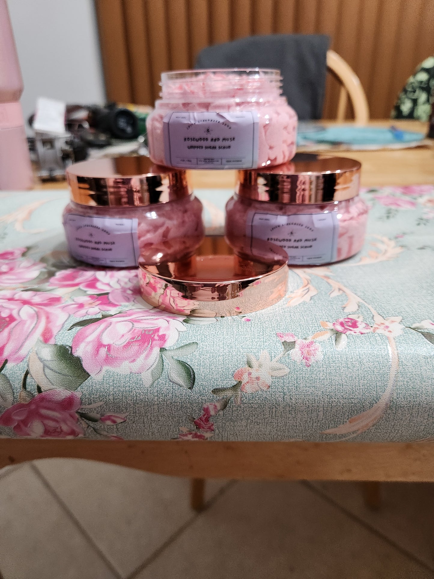 Handmade All-Natural Rosewood and Musk Whipped Sugar Scrub 4oz