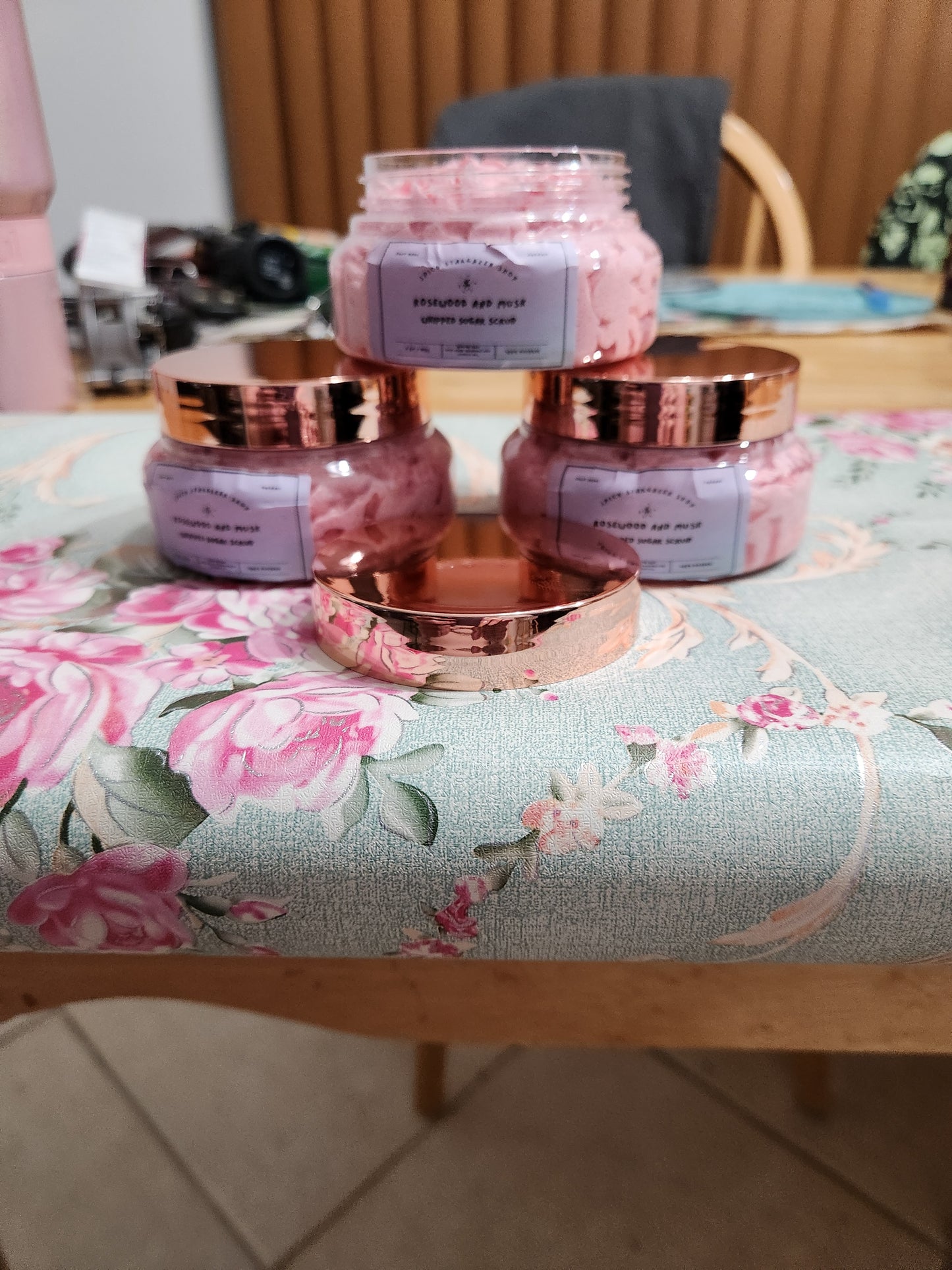 Handmade All-Natural Rosewood and Musk Whipped Sugar Scrub 4oz