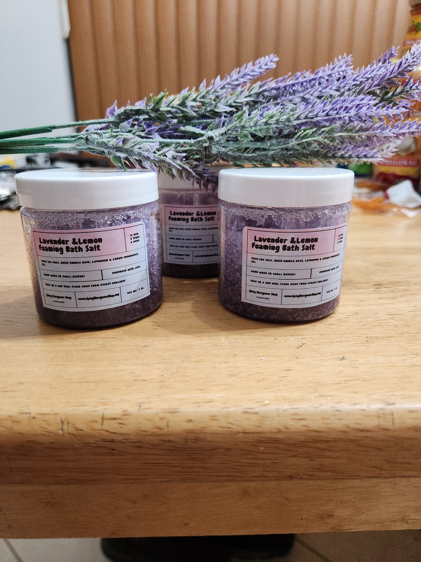 All- Natural Lavender & Lemon Foaming Bath Salts (4 ounces)
