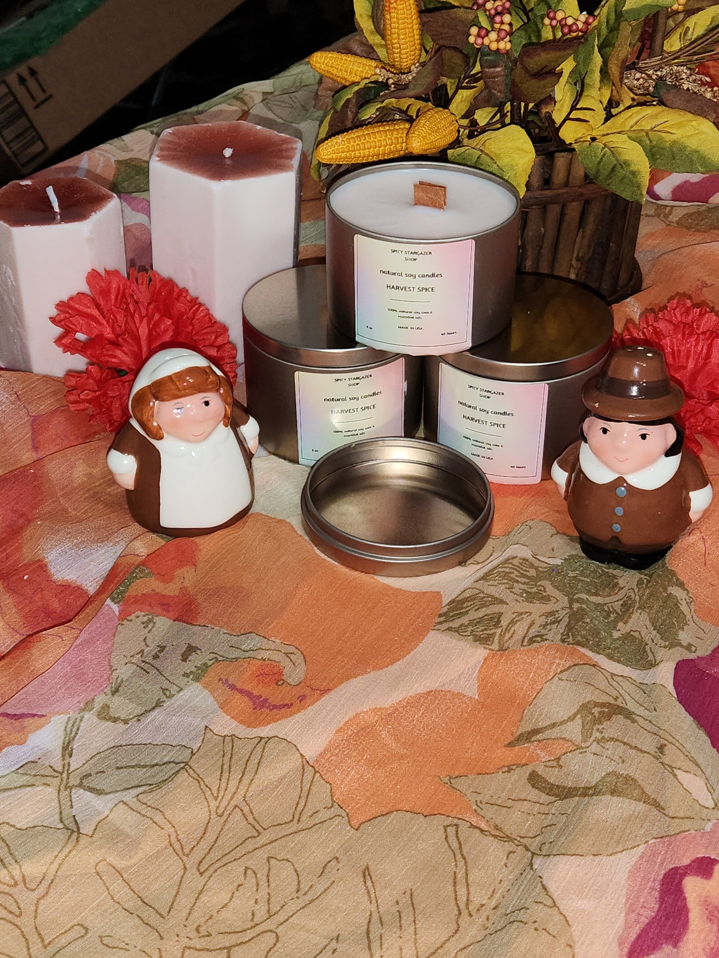 Harvest Spice 8oz. Wood Wick Soy Candle Tins