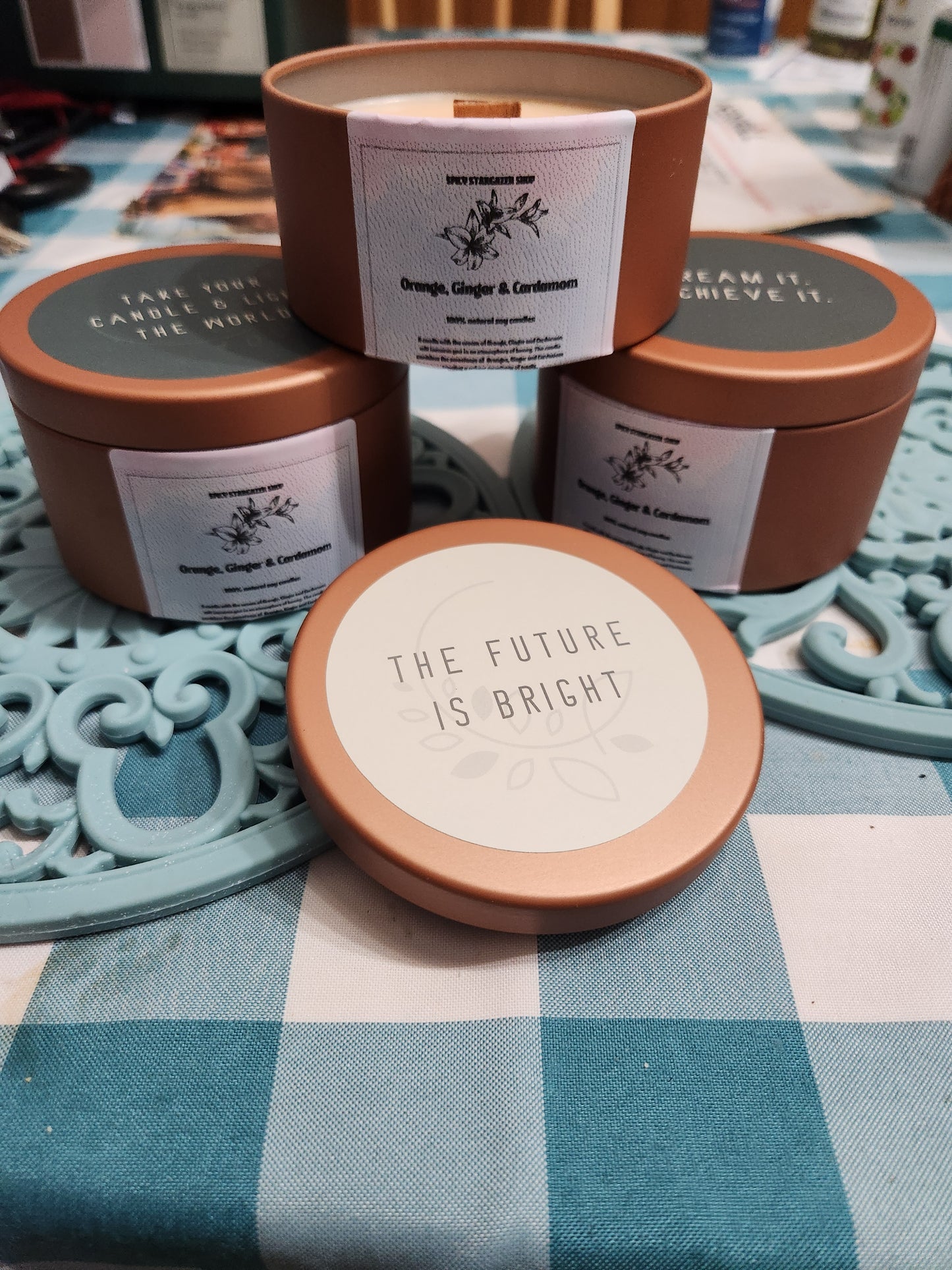 ORANGE, GINGER AND CARDAMOM 8 oz. Woodwick Soy Wax Candle Tins