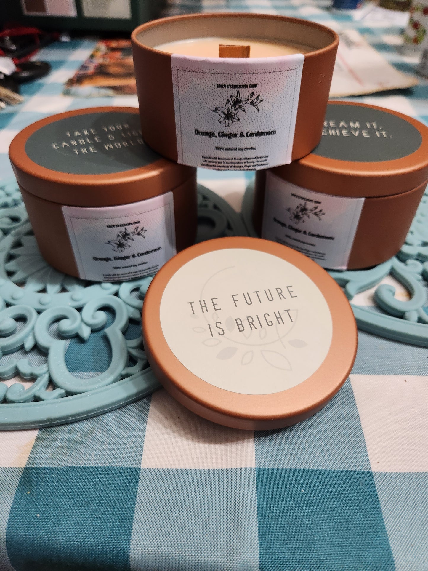 ORANGE, GINGER AND CARDAMOM 8 oz. Woodwick Soy Wax Candle Tins