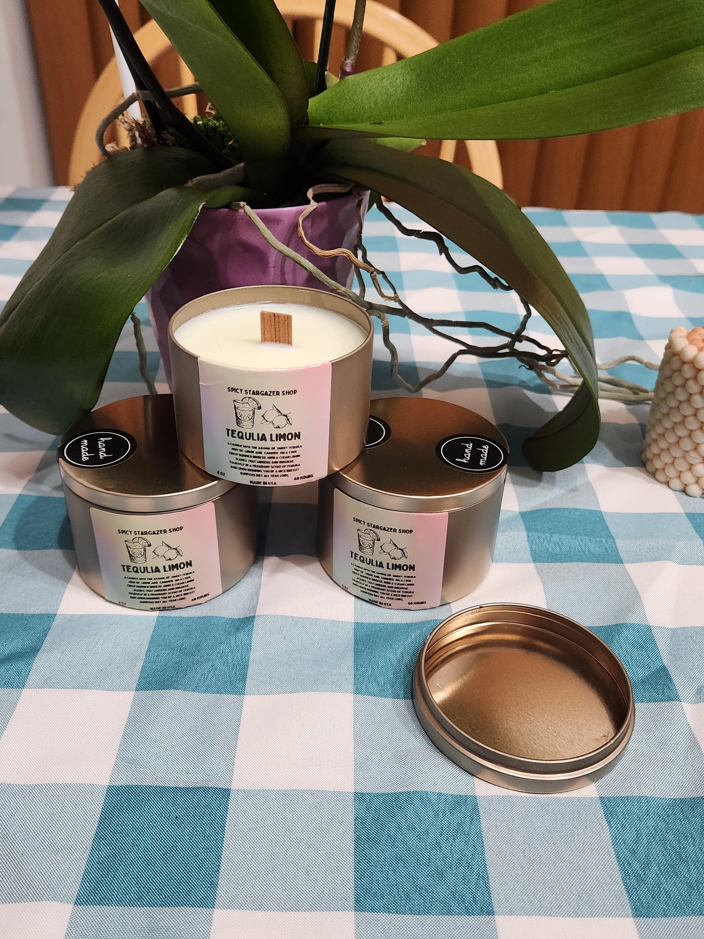 Tequila Limon 8oz. Wood Wicks All-Natural Soy Wax Candle Tin