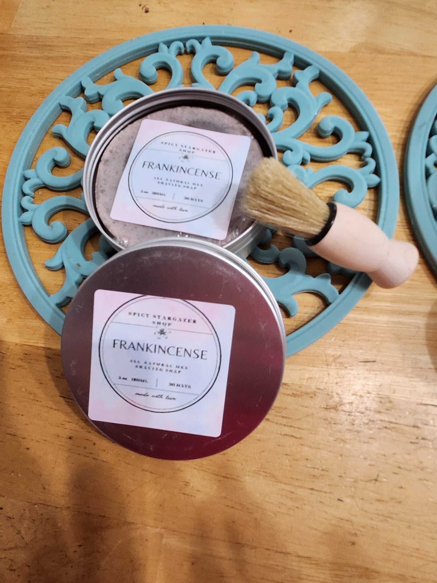Frankincense Men's Shaving Soap Travel Tins
