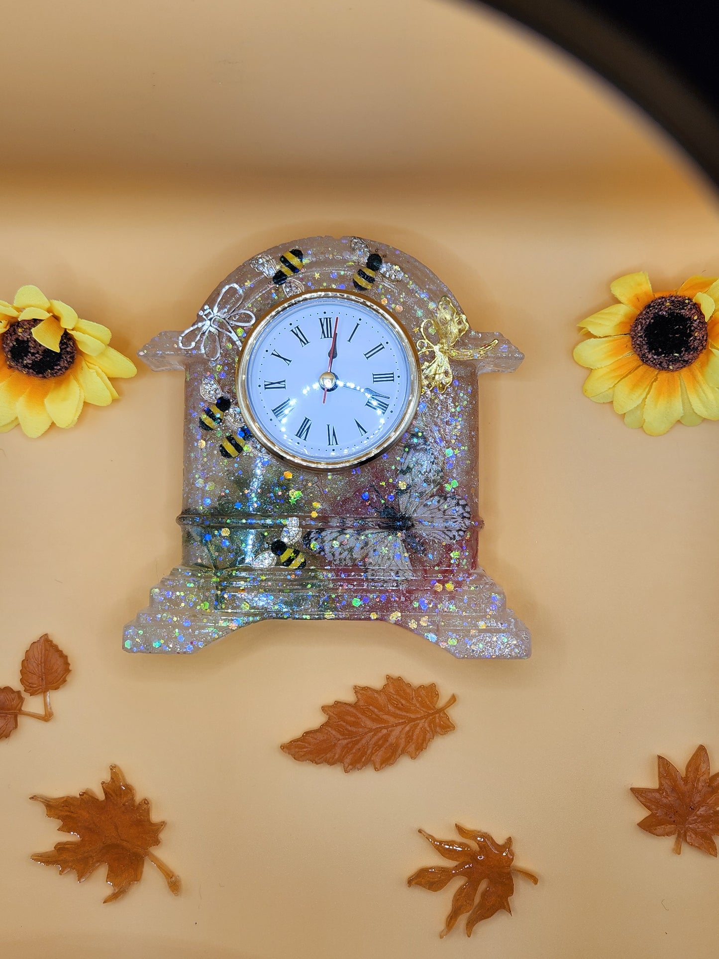 Dragonfly and Butterfly Mantle Clock