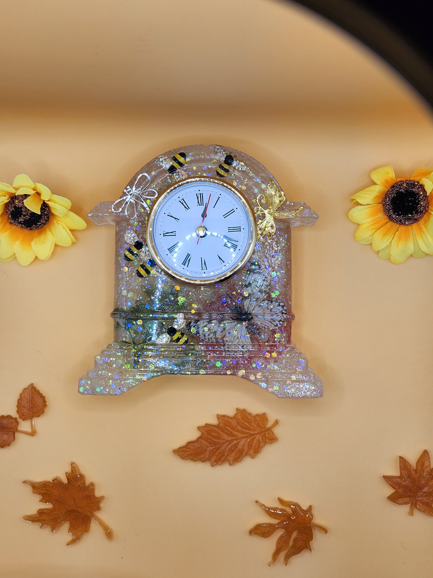 Dragonfly and Butterfly Mantle Clock