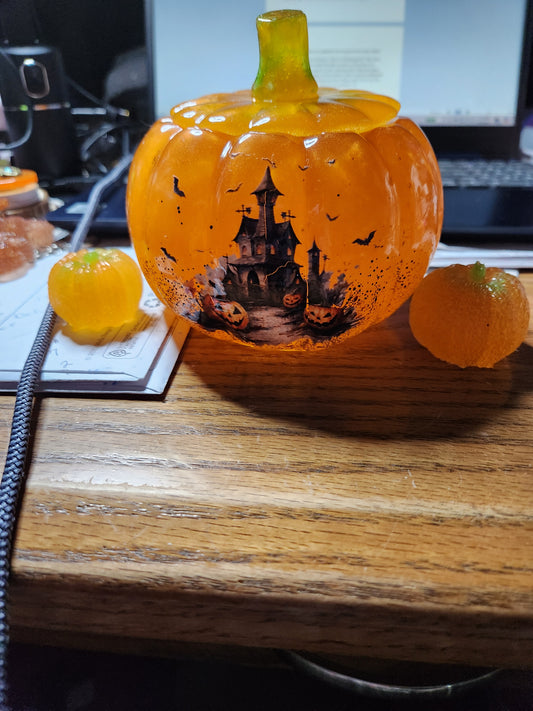 Handmade Resin Halloween Pumpkin Decorative Set