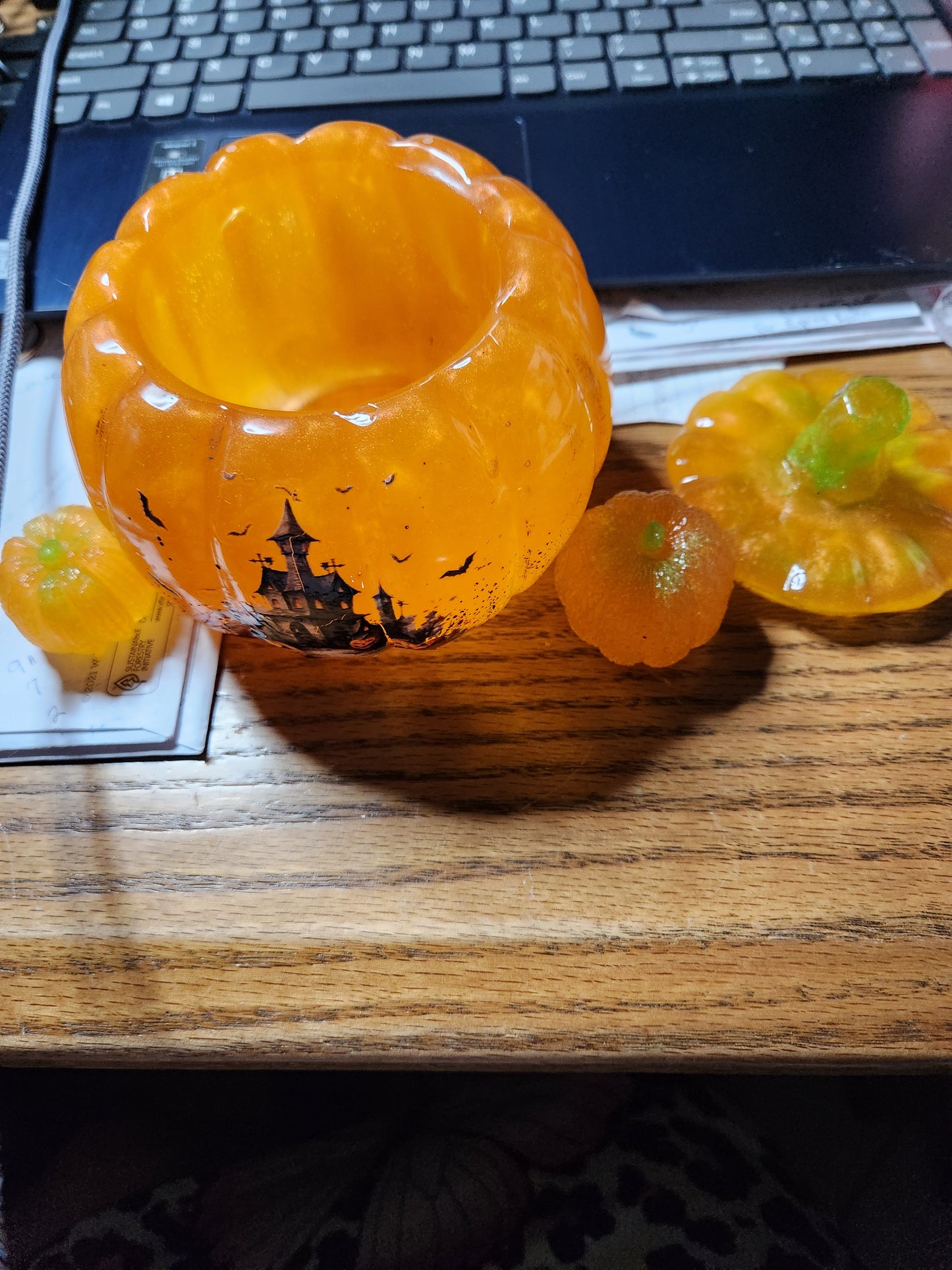 Handmade Resin Halloween Pumpkin Decorative Set
