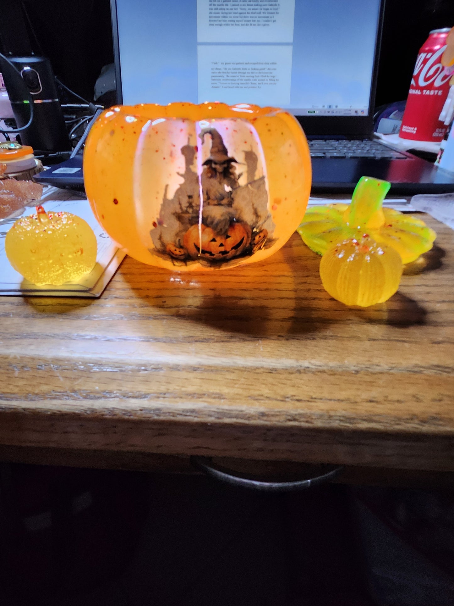 Handmade Resin Halloween Pumpkin Decorative Set