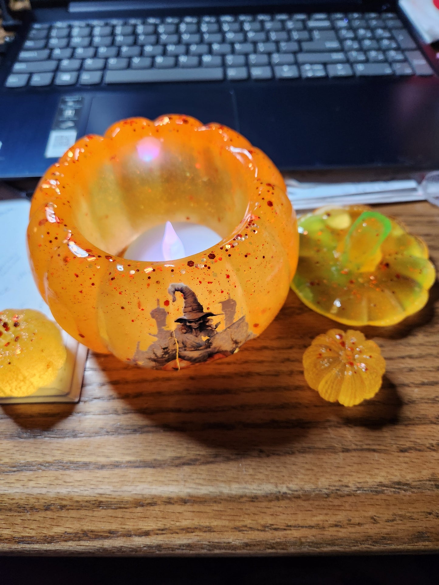 Handmade Resin Halloween Pumpkin Decorative Set