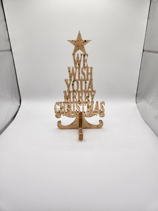 Handmade Resin "We Wish You Merry Christmas" Tabletop Tree