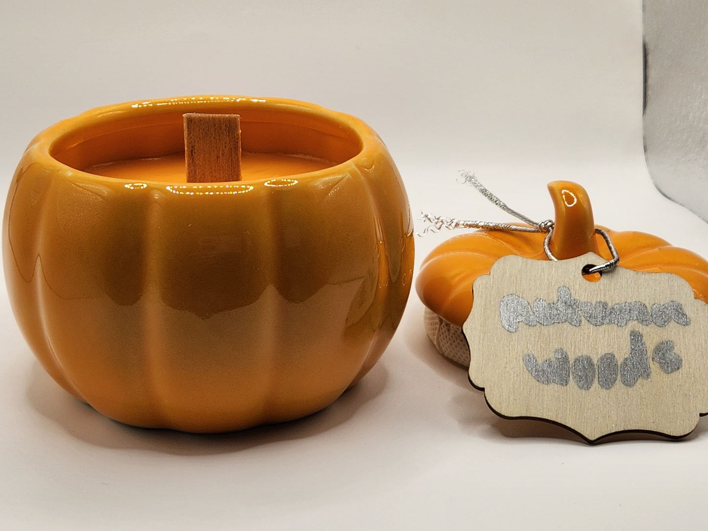 Limited Edition Autumn Woods Scented Soy Wax Candle  Pumpkin Shape Jar 7oz.