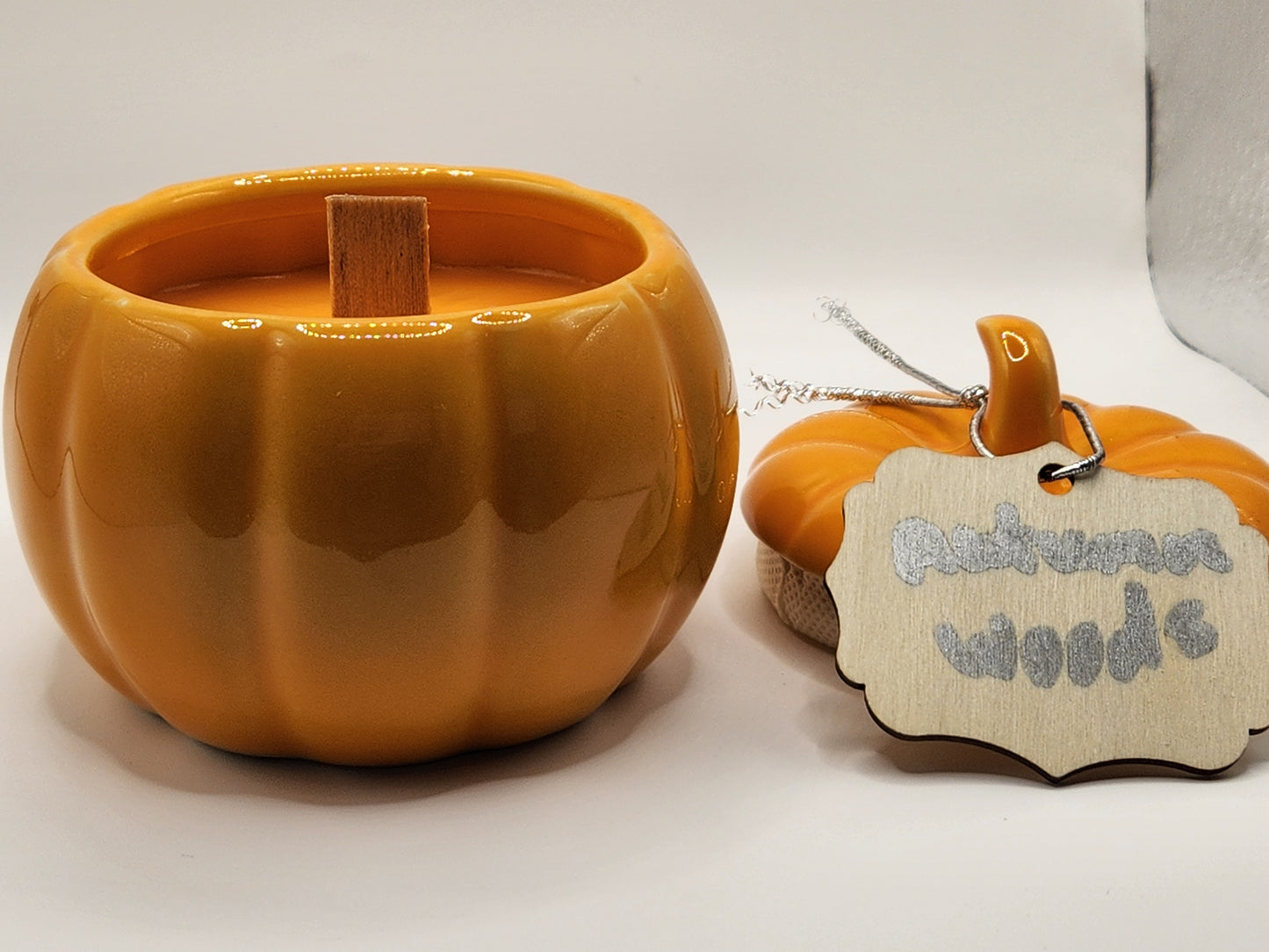 Limited Edition Autumn Woods Scented Soy Wax Candle  Pumpkin Shape Jar 7oz.