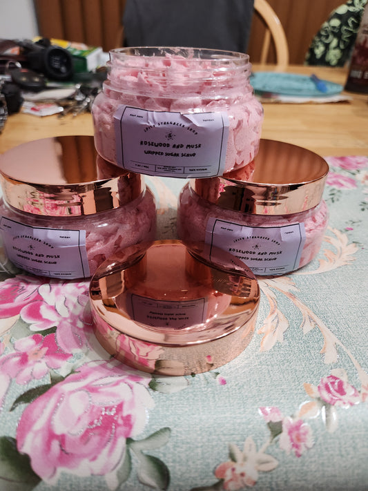 Handmade All-Natural Rosewood and Musk Whipped Sugar Scrub 4oz