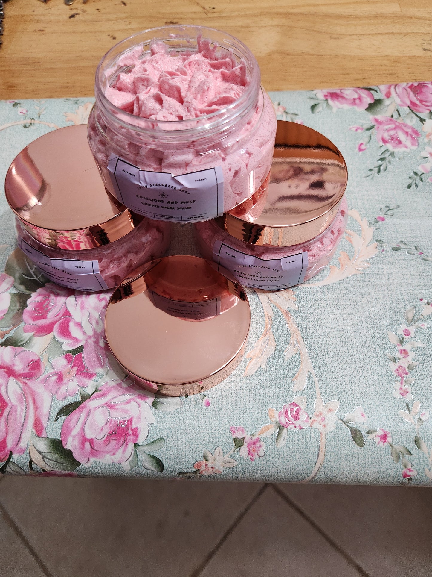Handmade All-Natural Rosewood and Musk Whipped Sugar Scrub 4oz