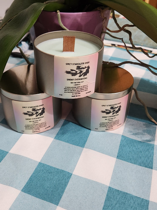 Snowy Evergreen All-Natural Soy Wax  8oz. Scented Candle Tin