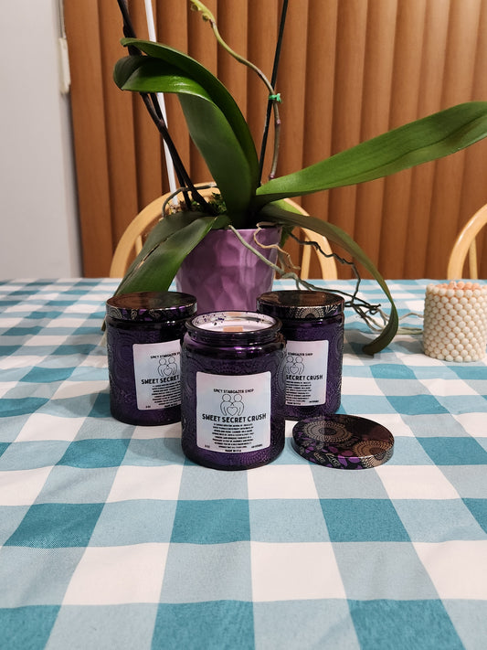 Sweet Secret Crush Wood Wicks 8oz. Embossed Glass Jar