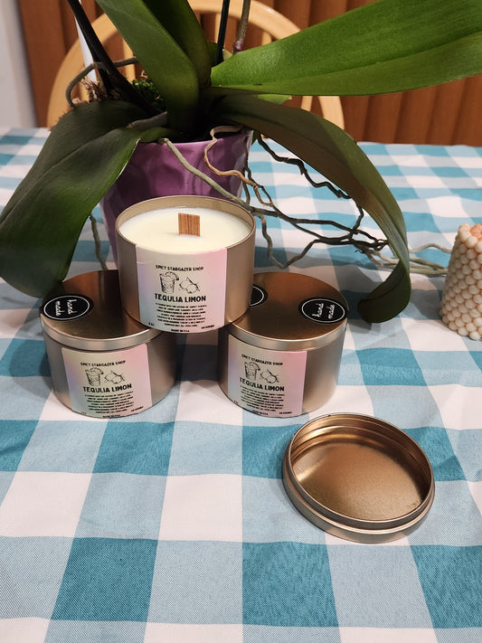 Tequila Limon 8oz. Wood Wicks All-Natural Soy Wax Candle Tin