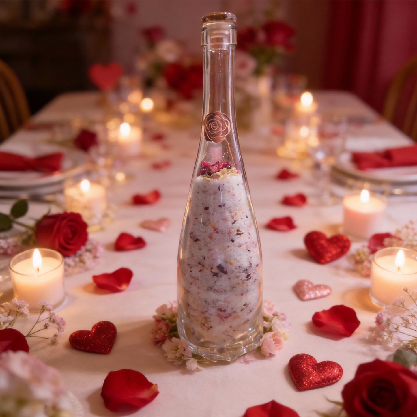 Burgundy Rose & Milk Bath Salt Wine Bottle