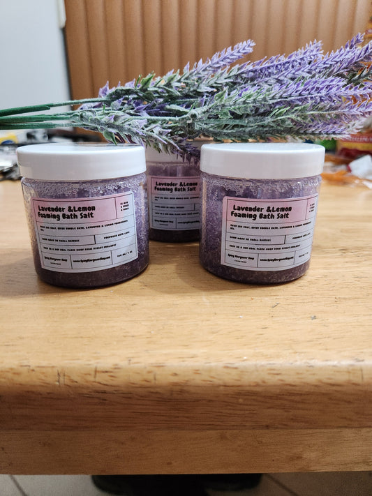 All- Natural Lavender & Lemon Foaming Bath Salts (4 ounces)