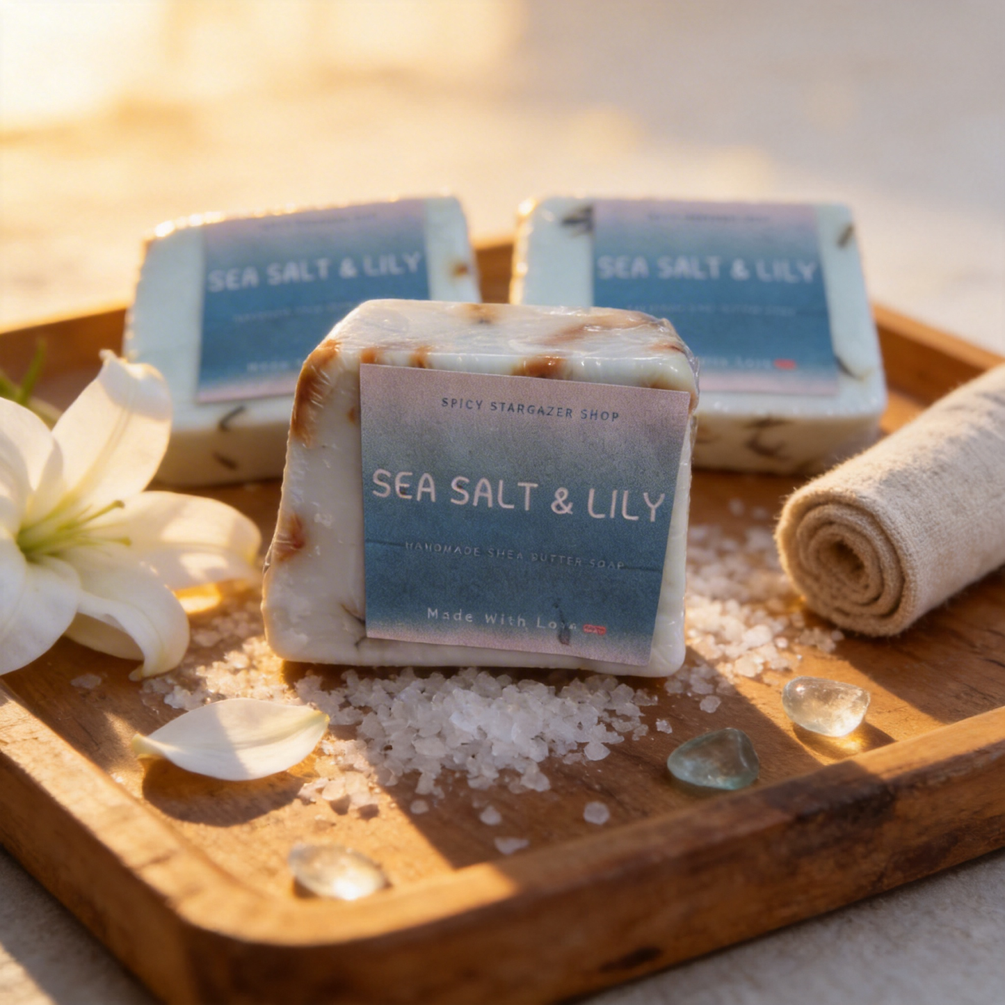 Handmade Sea Salt and Lily Shea Butter Soap