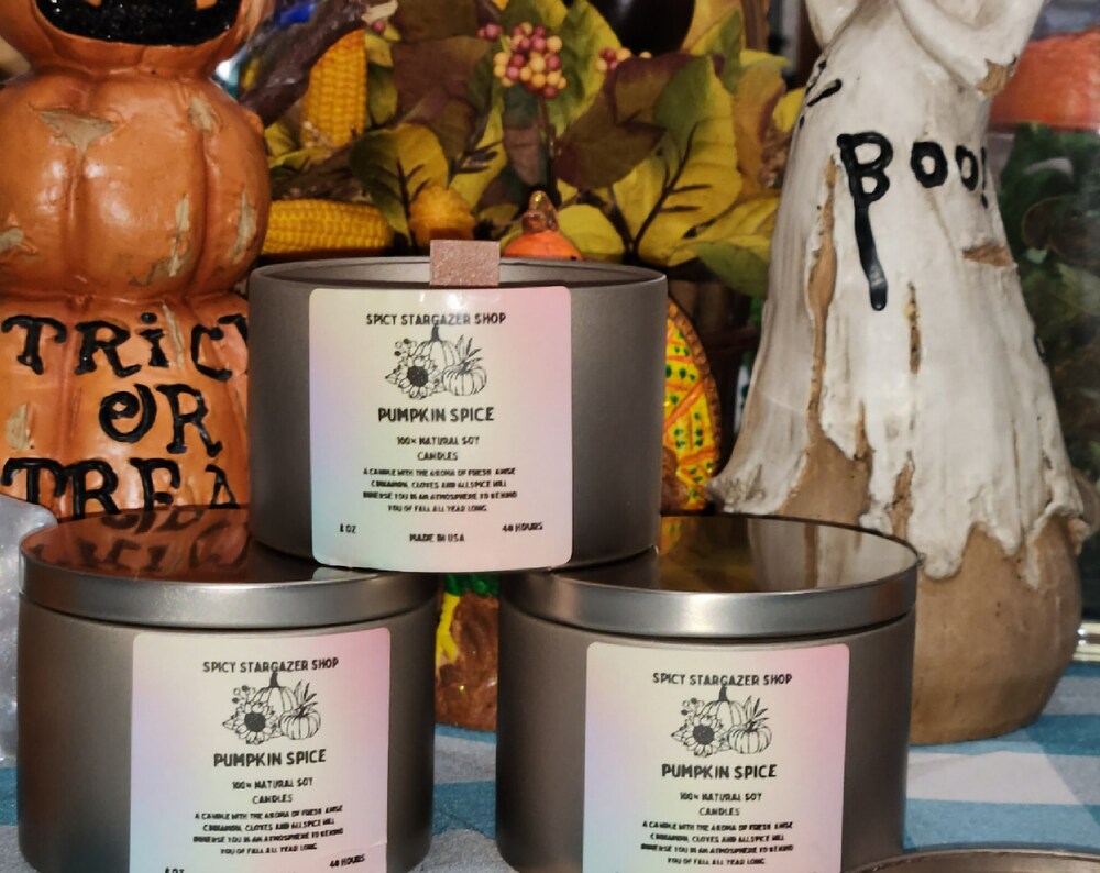 Pumpkin Spice 8oz Wood Wick Candle Tins